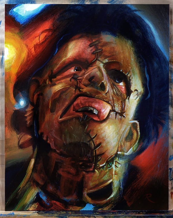Image of Leatherface/The Texas Chainsaw Massacre original acrylic painting
