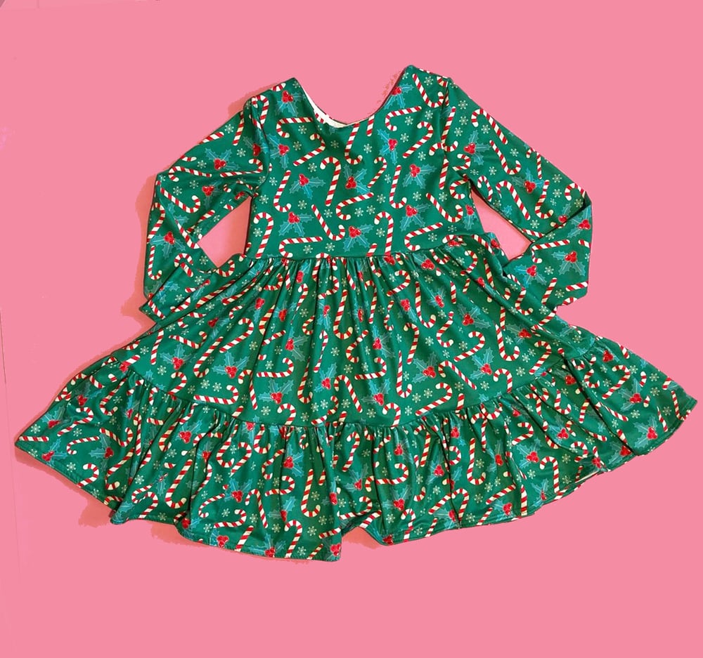 Image of Candy Cane Green Dress