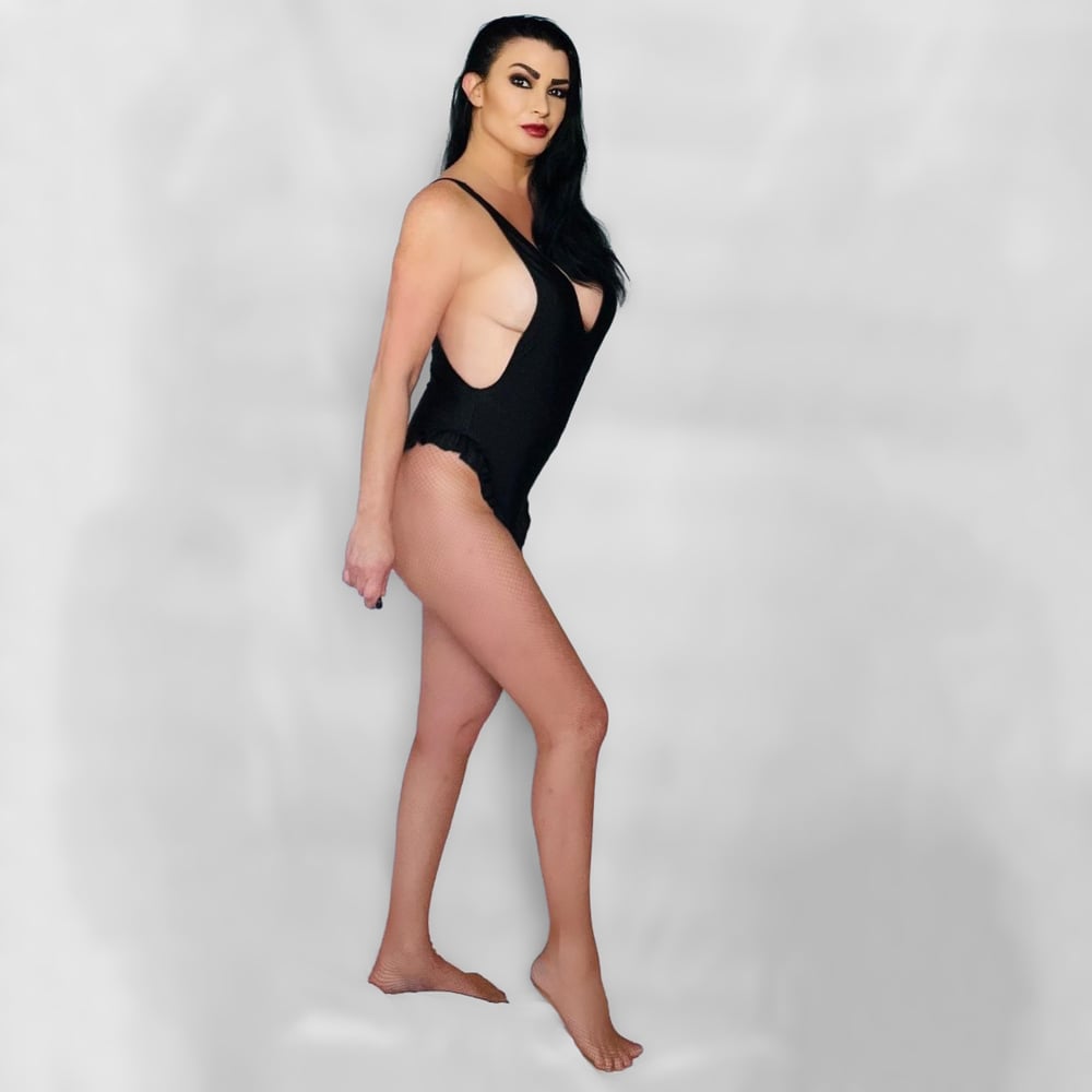 Worn Sexy Black Plunge Swimsuit + Free Signed 8x10