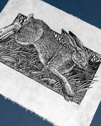 Image 2 of Wild Hare Woodcut Print