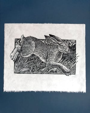 Wild Hare Woodcut Print
