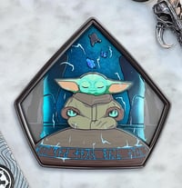 Image 1 of A Grade "Reach out" Grogu meditating hard enamel pin