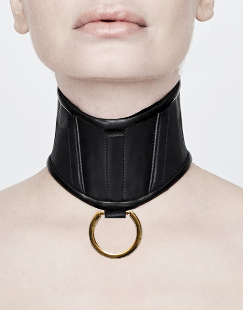 Image of CANICE - LEATHER - POSTURE COLLAR -GOLD D-RING