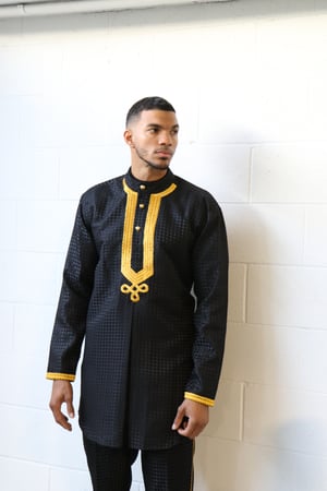 Image of THE SIKANI SHIRT- black brocade 2