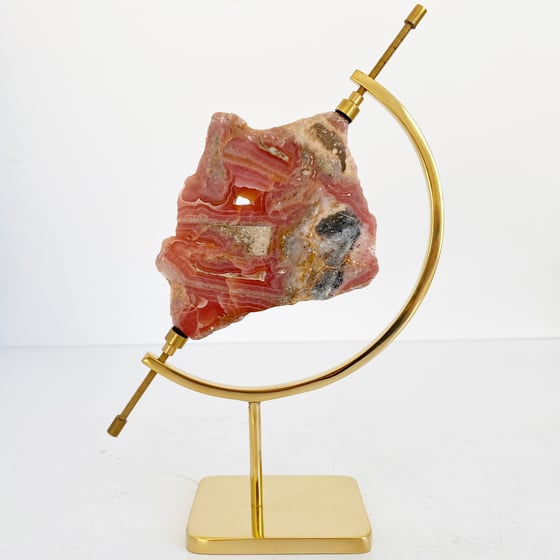 Image of Rhodochrosite no.96 + Brass Arc Stand