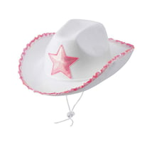 Pink Star White Cowgirl Hat