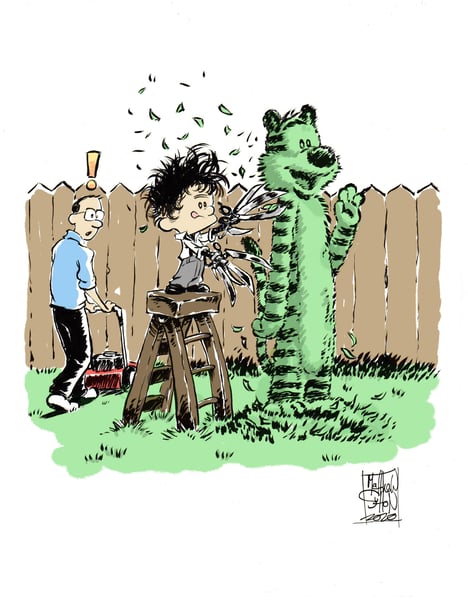 Image of Calvin and Hobbes Edward Scissorhands Mashup