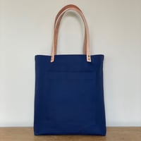 Image 1 of CANVAS AND LEATHER NAVY TOTE BAG