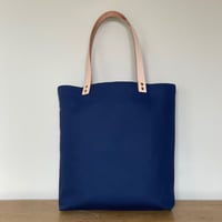 Image 3 of CANVAS AND LEATHER NAVY TOTE BAG