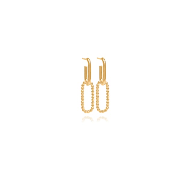 Gold large double oval link earrings