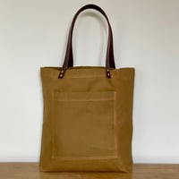 Image 1 of CANVAS AND LEATHER TAN TOTE BAG