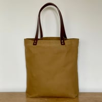 Image 3 of CANVAS AND LEATHER TAN TOTE BAG