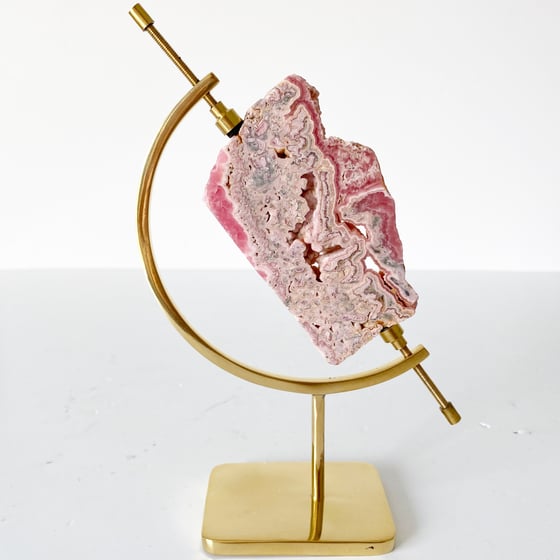Image of Rhodochrosite no.82 + Brass Arc Stand