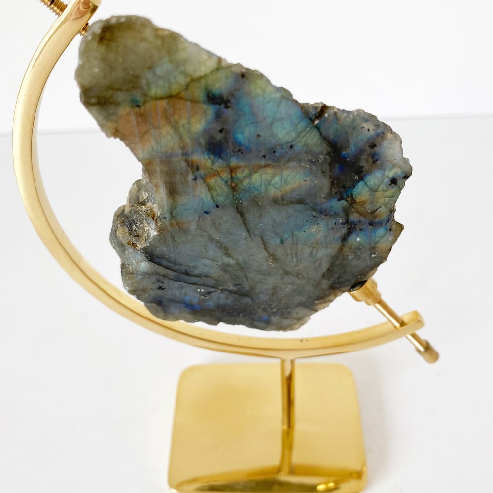 Image of Labradorite no.62 + Brass Arc Stand