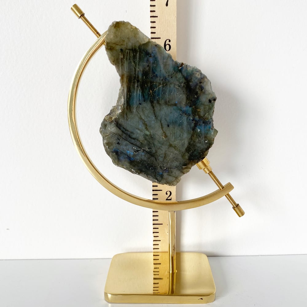 Image of Labradorite no.62 + Brass Arc Stand