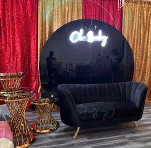 Image of Black velvet love Seat 