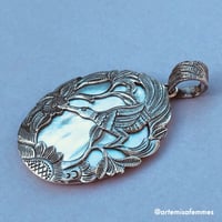 Image 2 of Blue Heron Mother of Pearl Sterling Silver Pendant