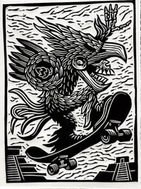 "El Patineto Aguila Azteca" - Limited Edition Lino Print (Only 15) by Sergio Sánchez Santamaría!!!