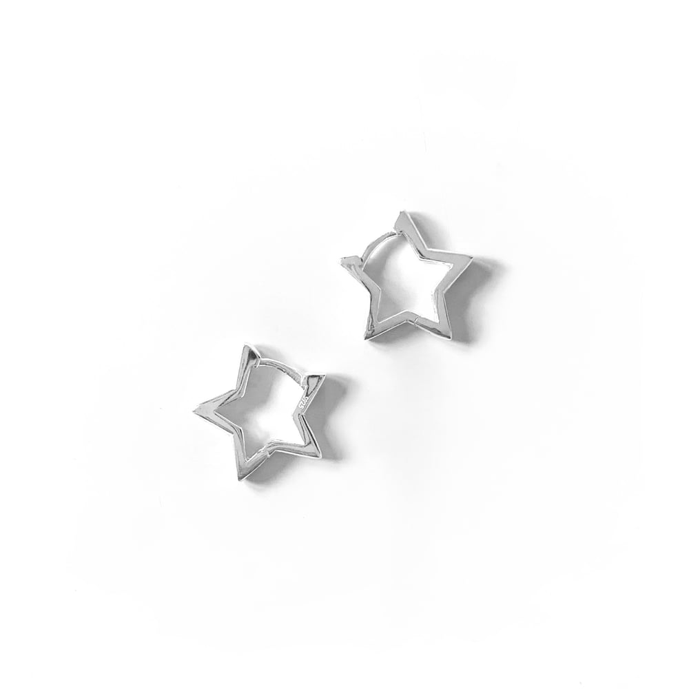 Image of Sterling Silver Star Hoops