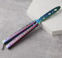 Rainbow Oil Spill Training Butterfly Knife (No Sharp Edge)