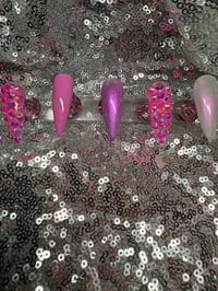 Image 2 of  Pink Barbie dream Long stiletto gel press on nails