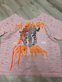 Xlarge leopard orange off shoulder lace destroyed