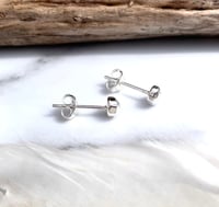 Image 4 of Handmade sterling silver faceted stud earrings. Minimal faceted studs 925 silver.