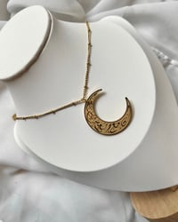 Image 2 of With Hardship Comes Ease – Arabic Moon Pendant Necklace