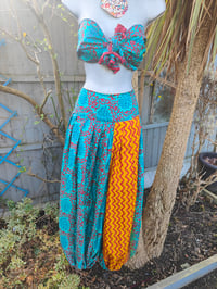 Image 1 of Milan Hareems/ Bloomer/ Balloon  trousers with matching head scarf -turquoise and mustard upto 14 uk