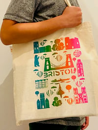Image 1 of Hand Printed Bristol Themed Tote Bag