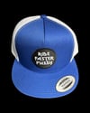 Text Snapback in White and Royal Blue