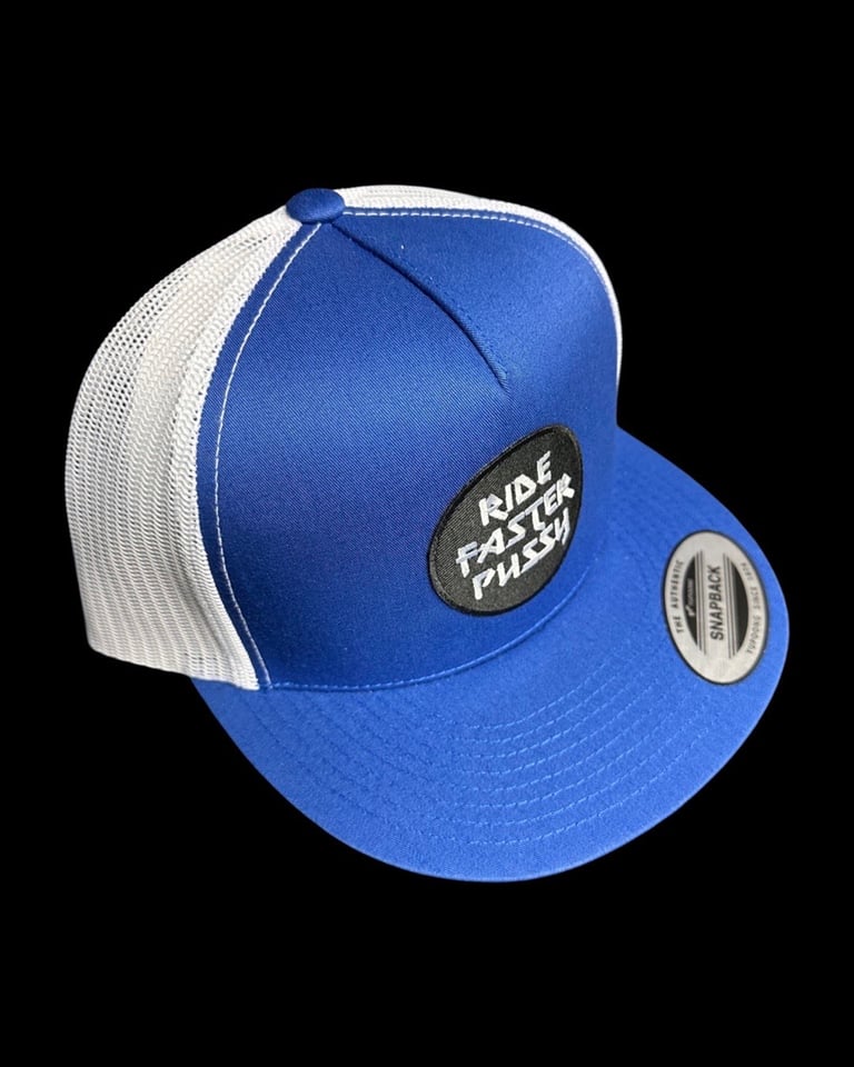 Text Snapback in White and Royal Blue Image 2