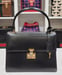 Image of Vtg. Gucci Black Leather Kelly Style Handbag 