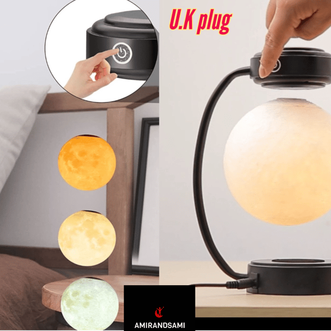 REF 02 : UK PLUG ROTATING LEVITATING 3D MAGNETIC MOON LAMP