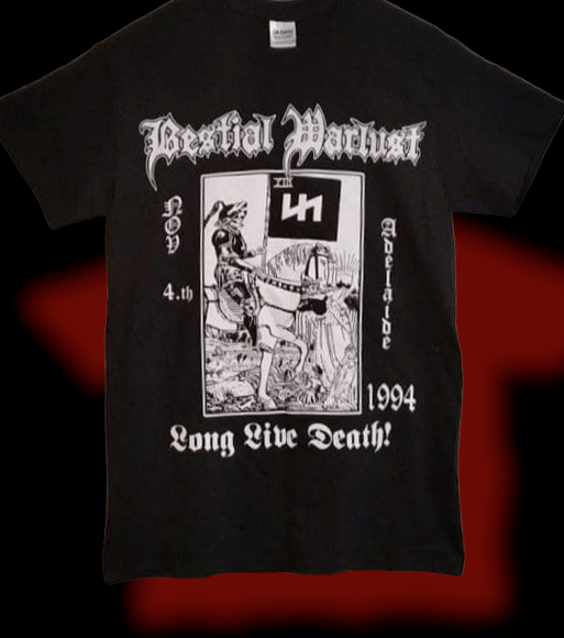 BESTIAL WARLUST - LONG LIVE DEATH ADELAIDE, AUSTRALIA 1994 T/SHIRT (SMALL SIZE)