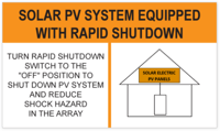 Rapid shutdown label - $0.80 each  (100 pack)