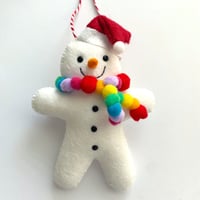 Image 2 of Snowman Rainbow Scarf Decoration made to order