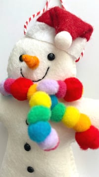 Image 3 of Snowman Rainbow Scarf Decoration made to order
