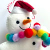 Snowman Rainbow Scarf Decoration made to order