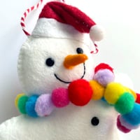 Image 1 of Snowman Rainbow Scarf Decoration made to order