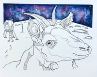 Image 2 of Moongoat Hubble - Framed original painting