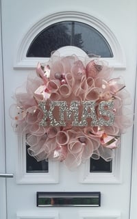 Image 1 of Rose Gold Christmas Wreath, Wall Decor, Rose Gold Door Wreath