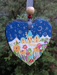 Image 1 of Scandi Christmas night medium slate heart