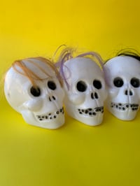 Image 2 of Vintage Blowmold Skulls with hair