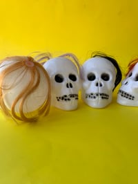 Image 4 of Vintage Blowmold Skulls with hair