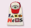 FAKE NEWS WHITE T-SHIRT WITH RED MEDIA IS THE VIRUS HAT