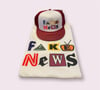 FAKE NEWS WHITE T-SHIRT WITH BURGUNDY FAKE NEWS HAT