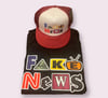 FAKE NEWS BLACK T-SHIRT WITH BURGUNDY  FAKE NEWS HAT