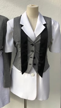 Image 1 of White Suit Dress with Dogtooth Waistcoat 