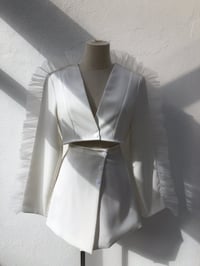 Image 1 of White Frill Two Piece Suit 